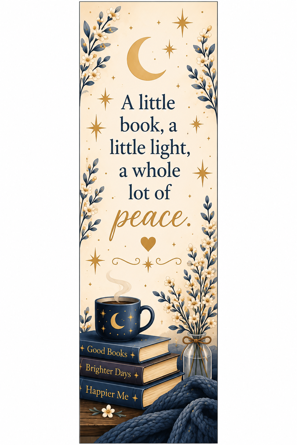 A Little Book, A Little Light Bookmark | Cozy Book Lover Bookmark