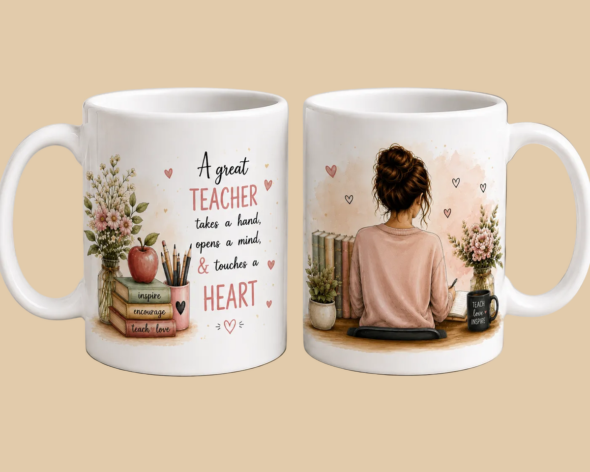 A Great Teacher Touches a Heart – 11oz Teacher Appreciation Mug