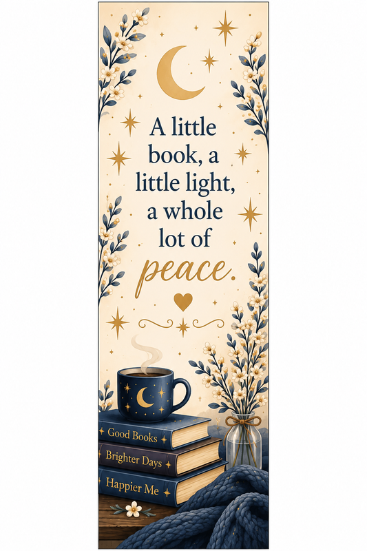 A Little Book, A Little Light Bookmark | Cozy Book Lover Bookmark