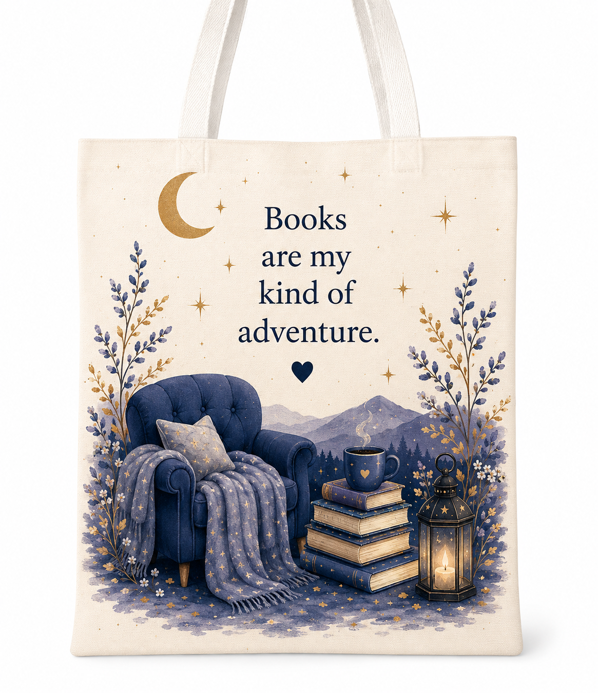 Books, Nights & Peace Tote Bag | Cozy Book Lover Tote