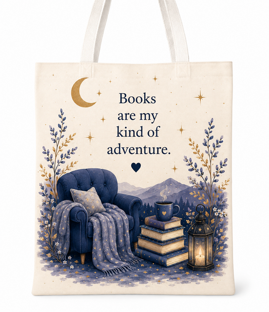 Books, Nights & Peace Tote Bag | Cozy Book Lover Tote