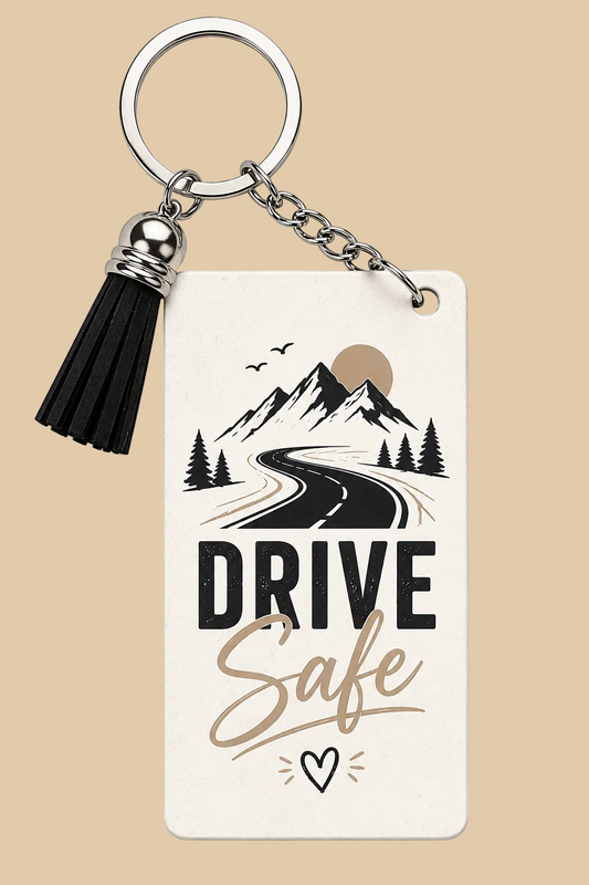 Drive Safe Double-Sided Keychain