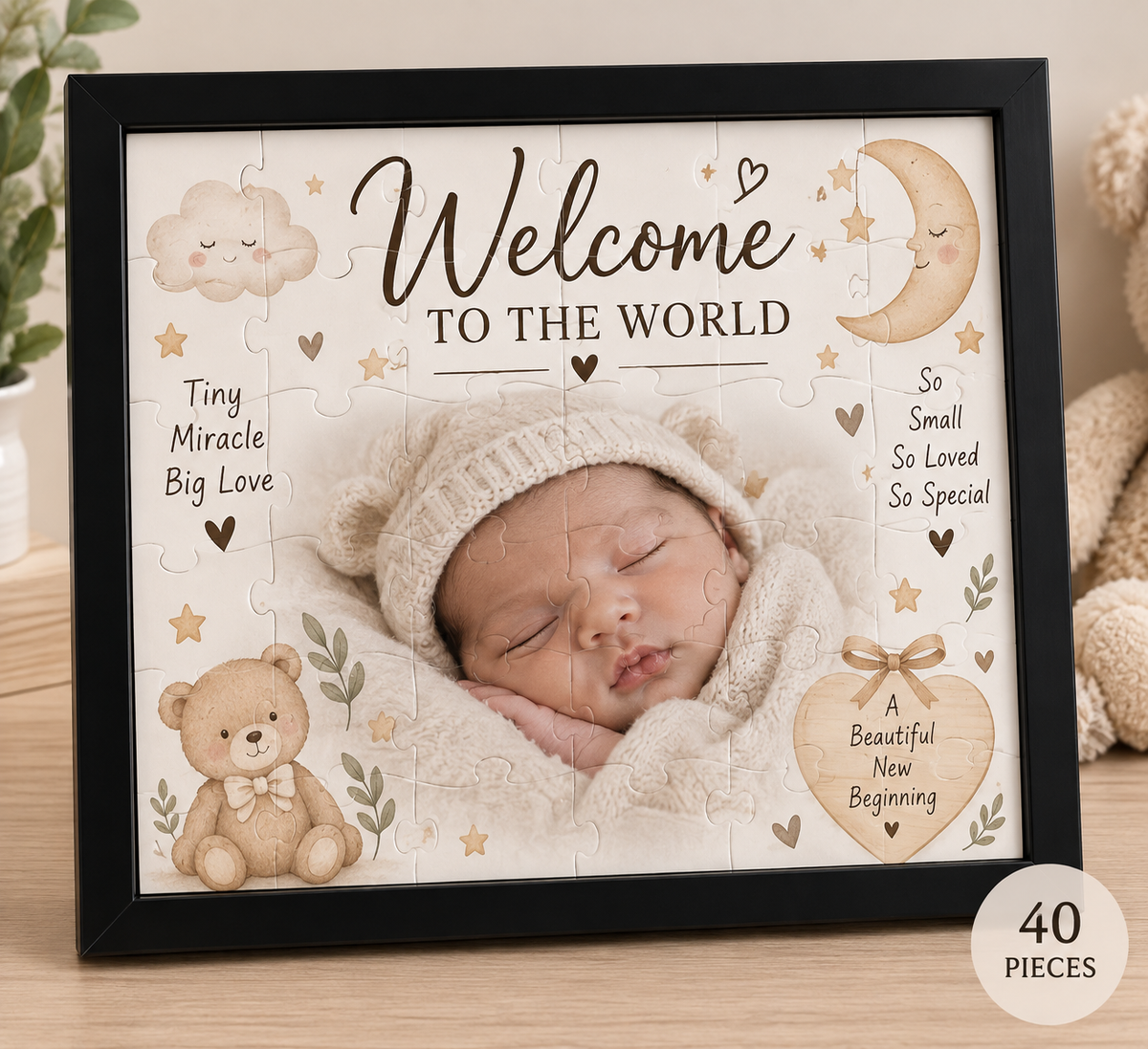 Personalized Baby Photo Puzzle Frame – 40 Piece Baby Keepsake